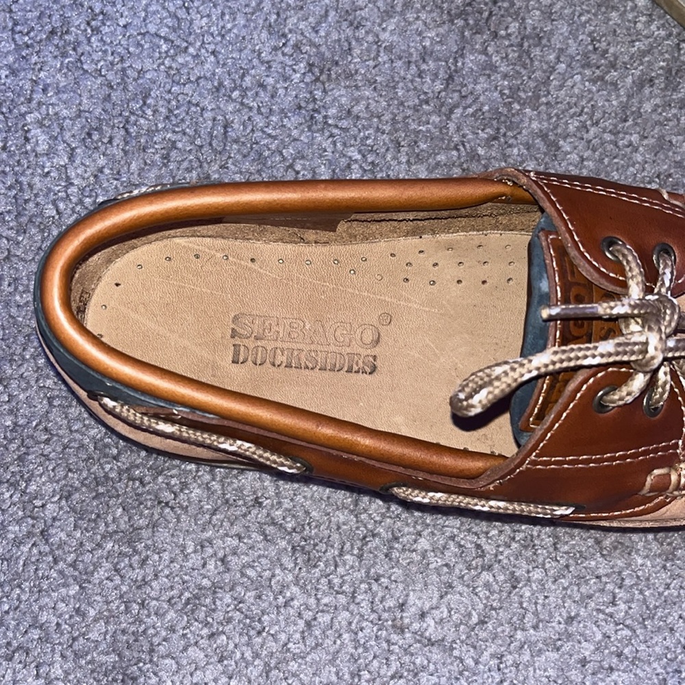 Sebago Docksides - Classic Brown Leather Boat Shoes - Size 7 M - Picture 3 of 6